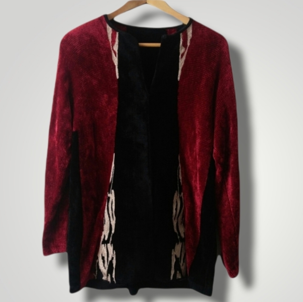 VINTAGE 90's Oversized Wool Chenille Cardigan